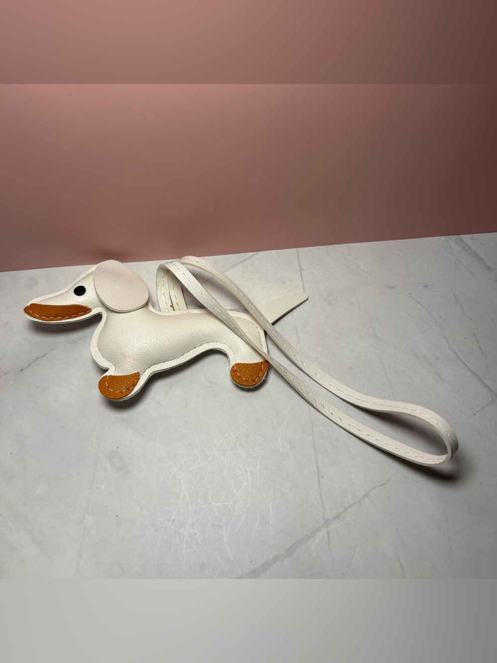 White Dachshund Shaped Bag Accessory